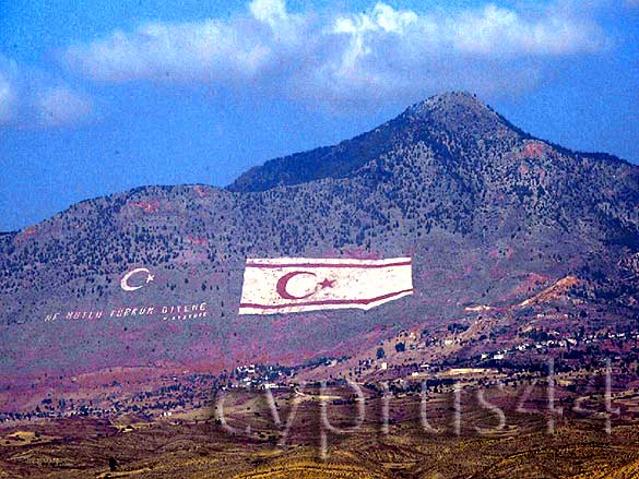 TRNC Flag On Mountains